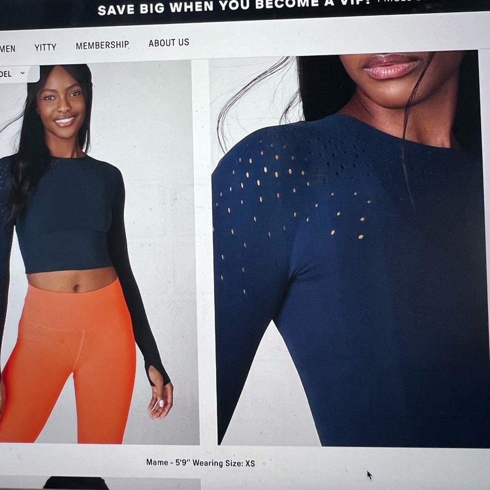 Fabletics, Ombre Long-Sleeve SculptKnit® Top perforated Blue Thunder Size Large - Picture 4 of 5